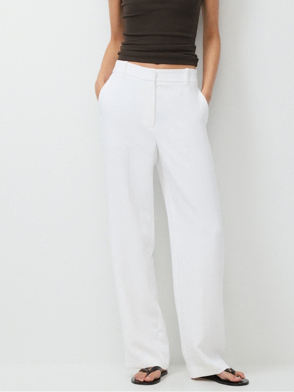 Aritzia Babaton Sz 6 Agency Crepette White Wide Leg Pants